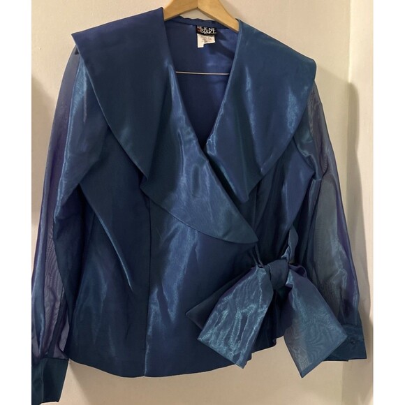 Helene Blake Evening formal wrap top Size Medium Color royal blue and purple - Picture 9 of 9